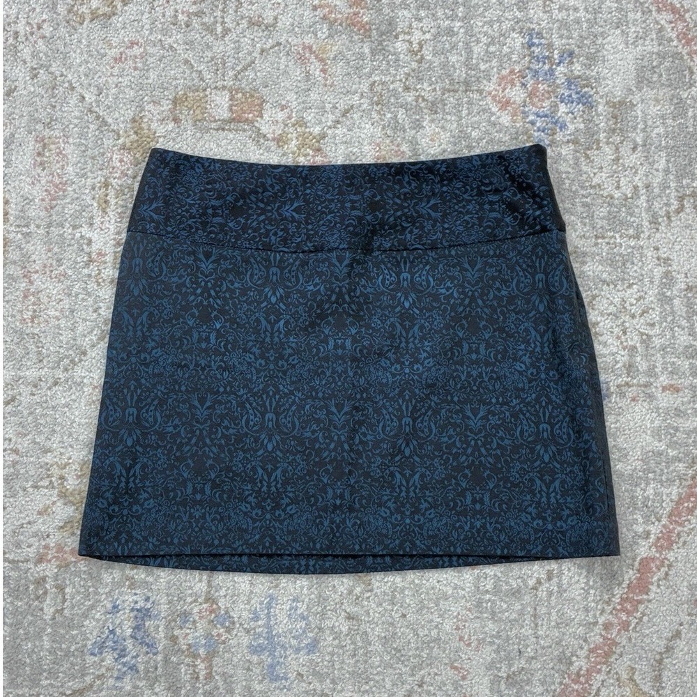 Y2K Teal Damask Mini Skirt Star City Retro Whimsigoth Fairy Grunge Indie 7 NWT